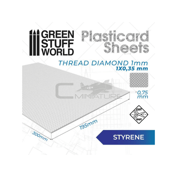 Plaque de plasticard texturé diamant